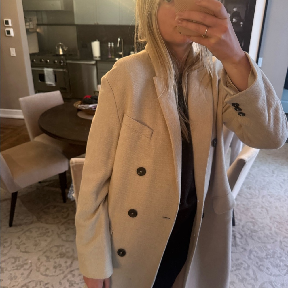 Zara Tan Double-Breasted Trench Coat - Picture 3 of 7